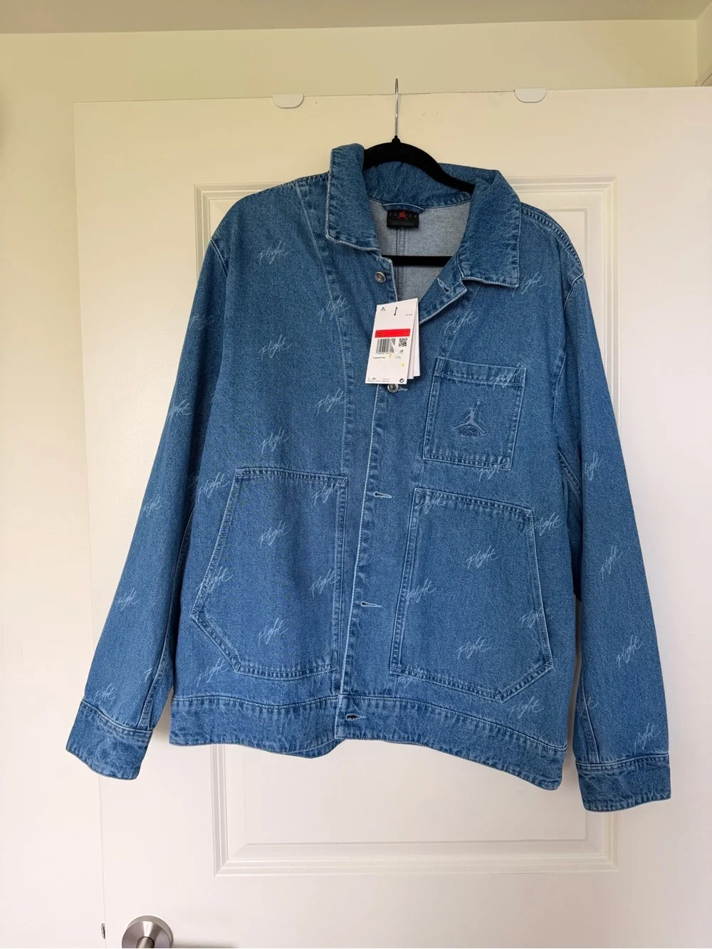 Jordan Flight Blue Denim Jacket with Subtle Script Details